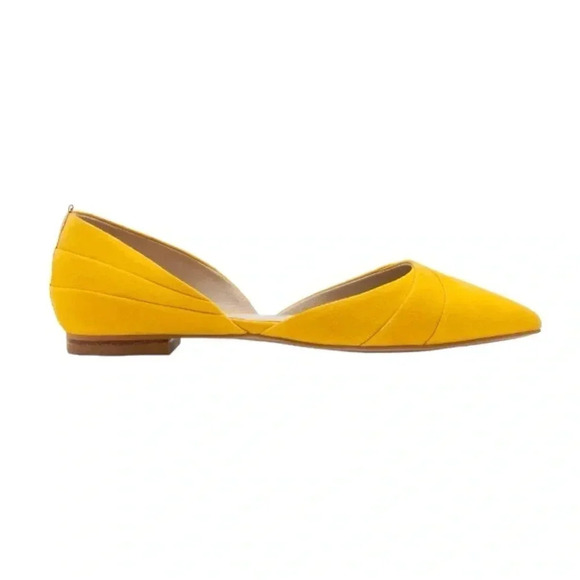 BODEN | Women's Henrietta Suede Pointed Toe D'Orsay Yellow Flats Size 38.5 - Picture 5 of 8